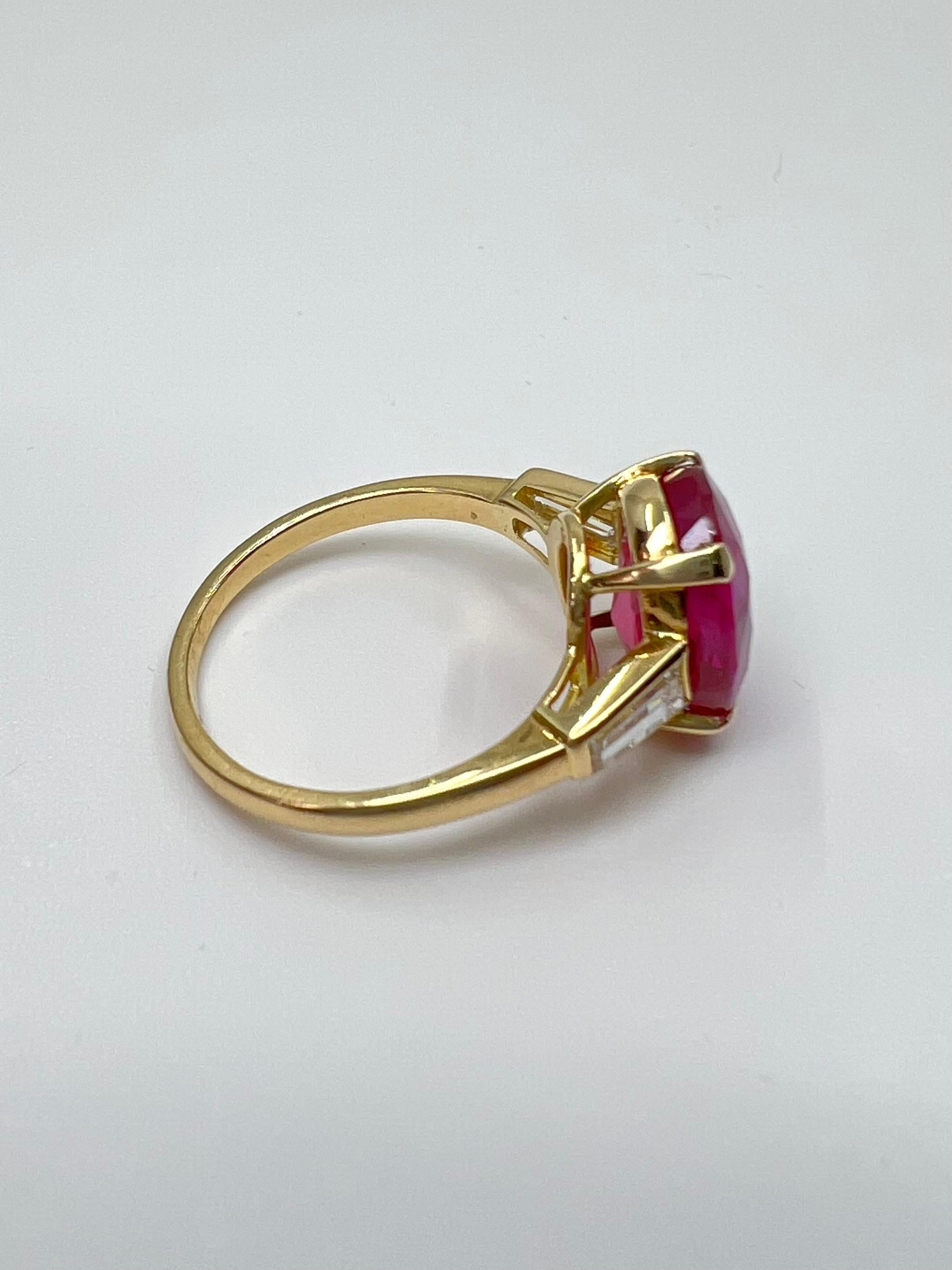 Certified 5 Carat Burma No Heat Pink Red Ruby & Diamond Ring, Crystal Clean! 1