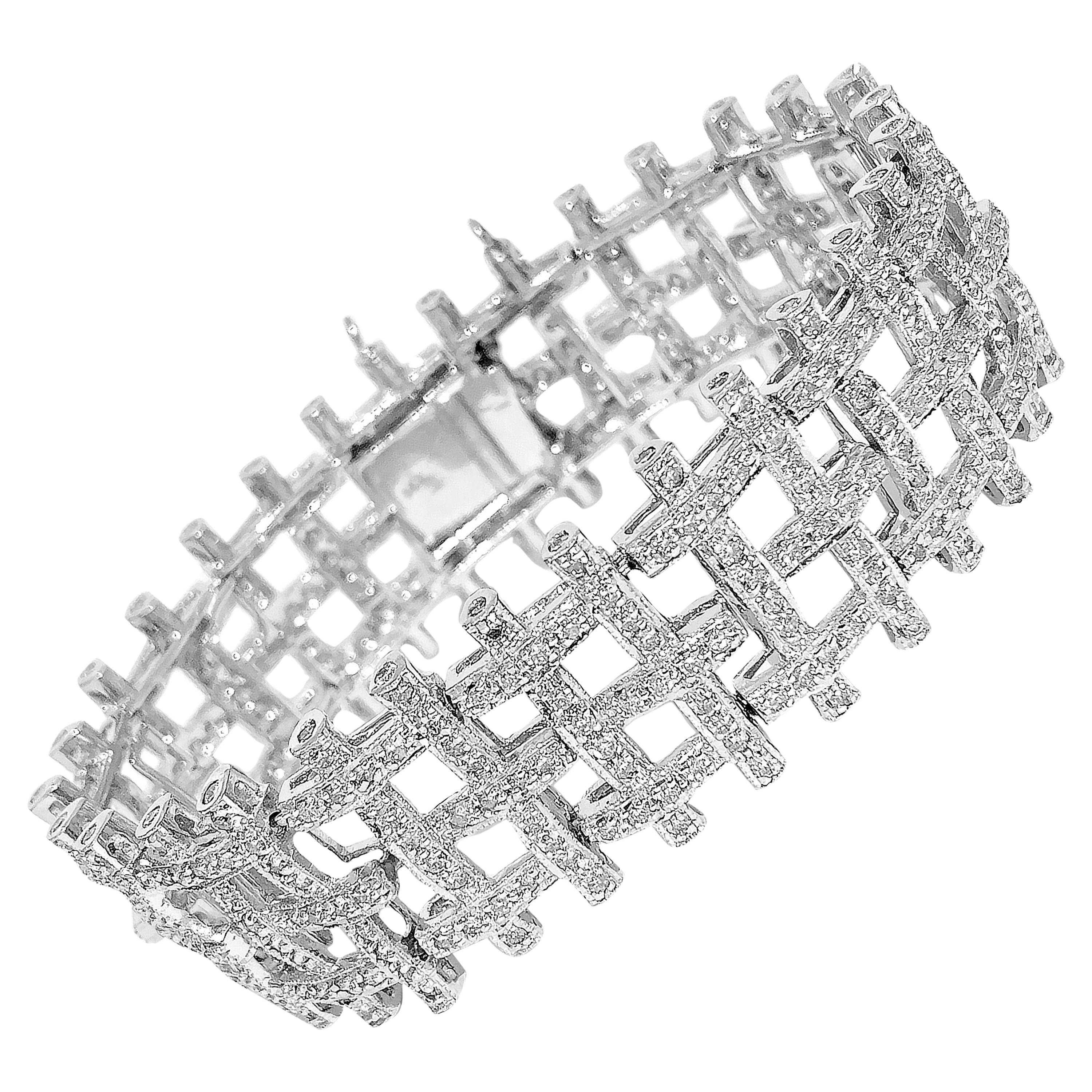 Certified 5 Carat Diamond White Gold Bracelet For Sale