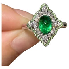 Certified 2 Carat Natural Emerald Diamond Engagement Ring, Unique Cocktail Ring