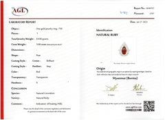 Certified 5 Carat Pear Shape Ruby and Diamond Cocktail Ring