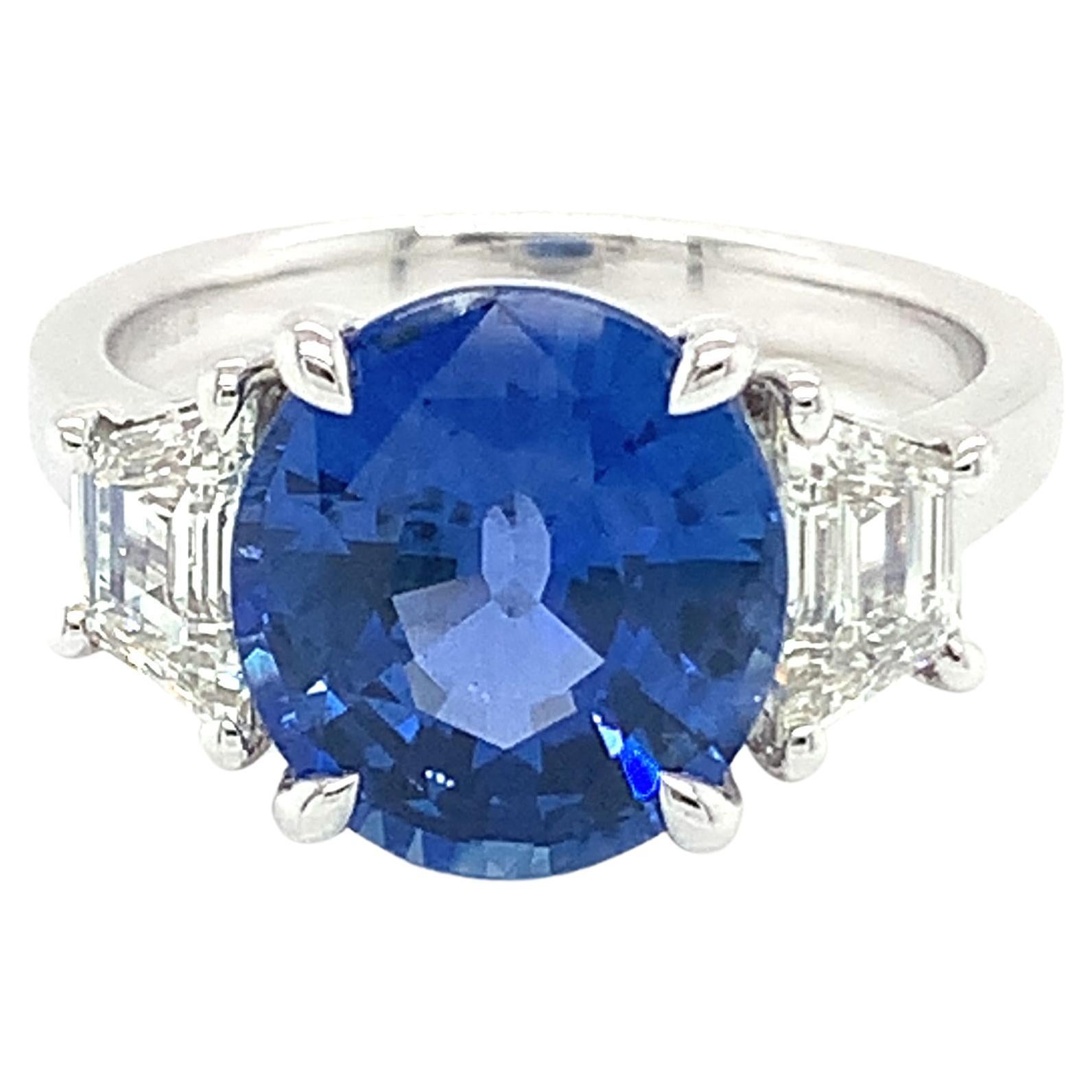Certified 5.00 Carat Ceylon Sapphire & Diamond Ring in Platinum For Sale