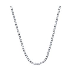 Certified 6.00 Carat Round Diamond Tennis Necklace in 14 Karat White Gold