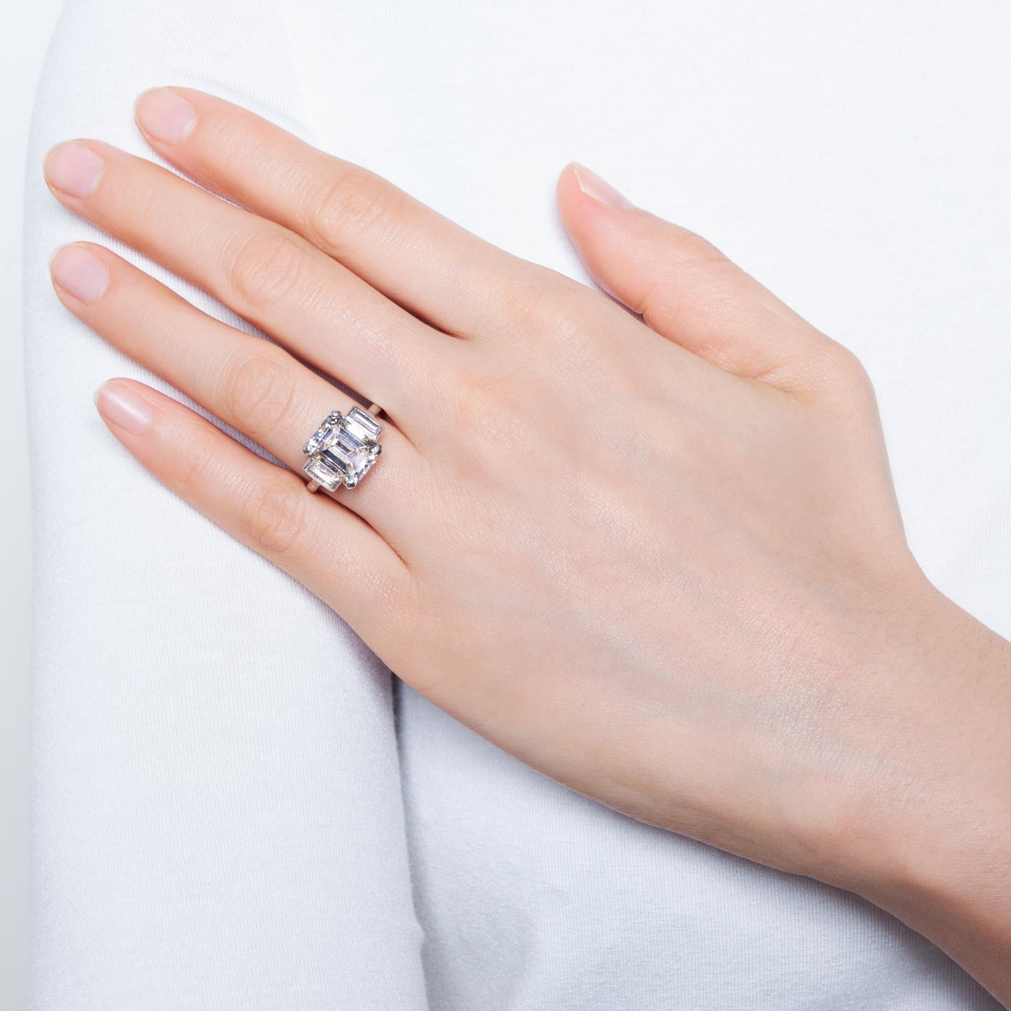Certified 5.012 Carat Emerald Cut Diamond Art Deco circa 1935 Engagement Ring 6