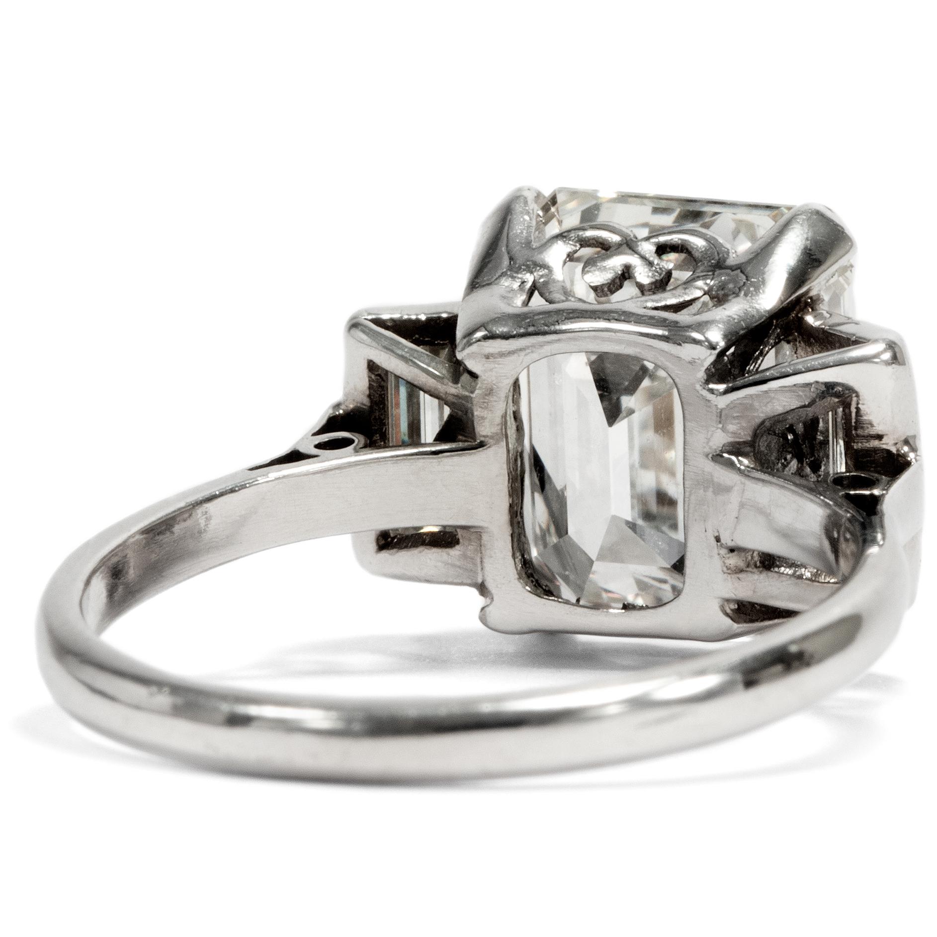 Certified 5.012 Carat Emerald Cut Diamond Art Deco circa 1935 Engagement Ring 1