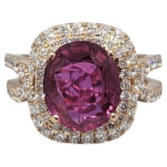 Certified 5.01ct Natural Oval Ruby & Diamond Ring, 14k Rose Gold