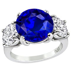 Certified 5.03 Carat Ceylon Sapphire GIA Diamond Platinum Ring