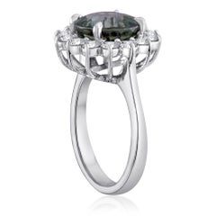 Anello d'oro certificato con zaffiro blu grigiastro da 5,03 carati senza calore