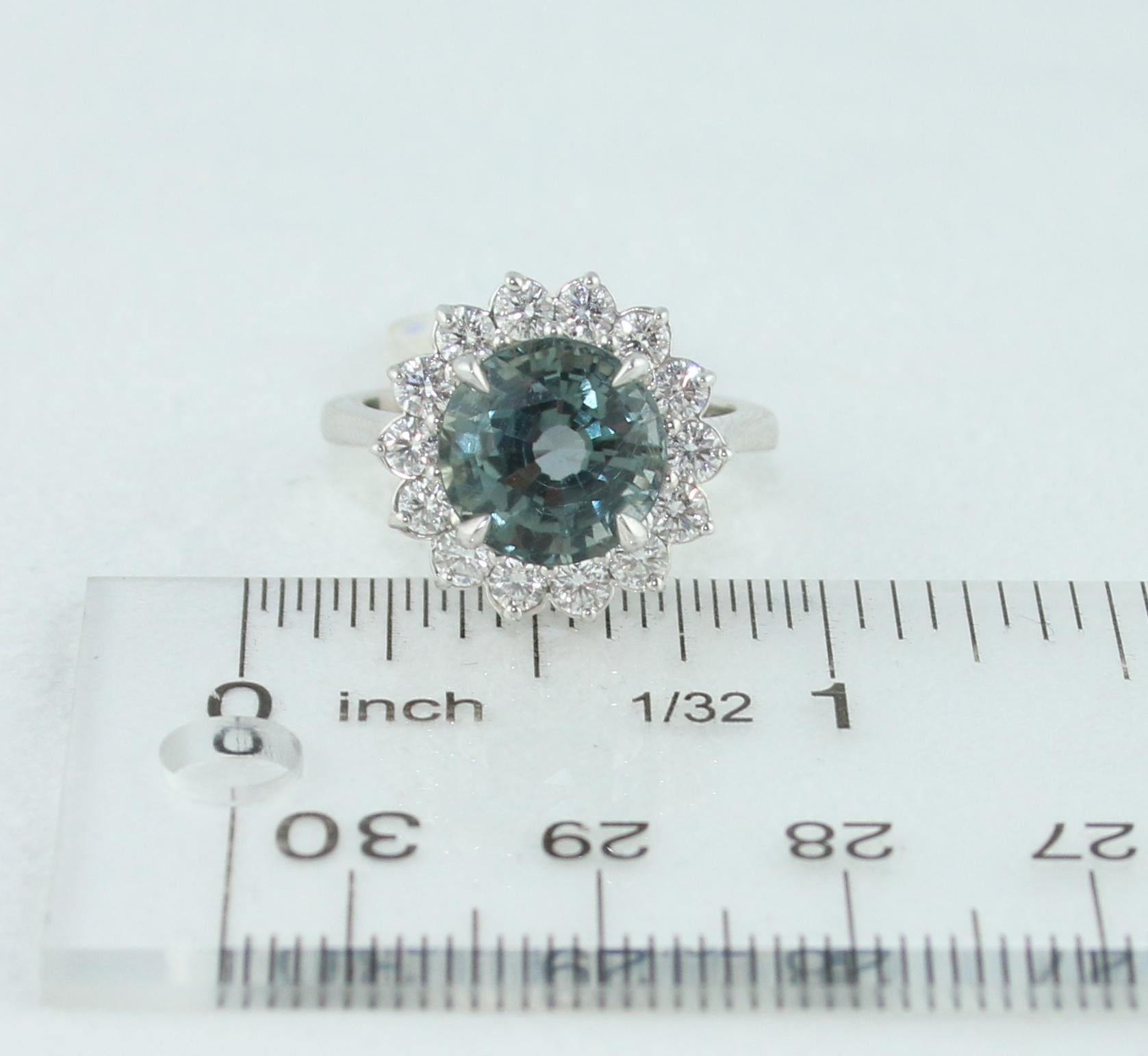 Goldring, zertifizierter 5,03 Karat unbehandelter graublauer Saphir, Diamant im Angebot 3