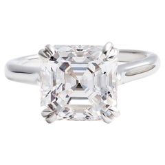 Certified 5.05 Carat G VVS2 Square Emerald Cut Diamond Engagement Ring