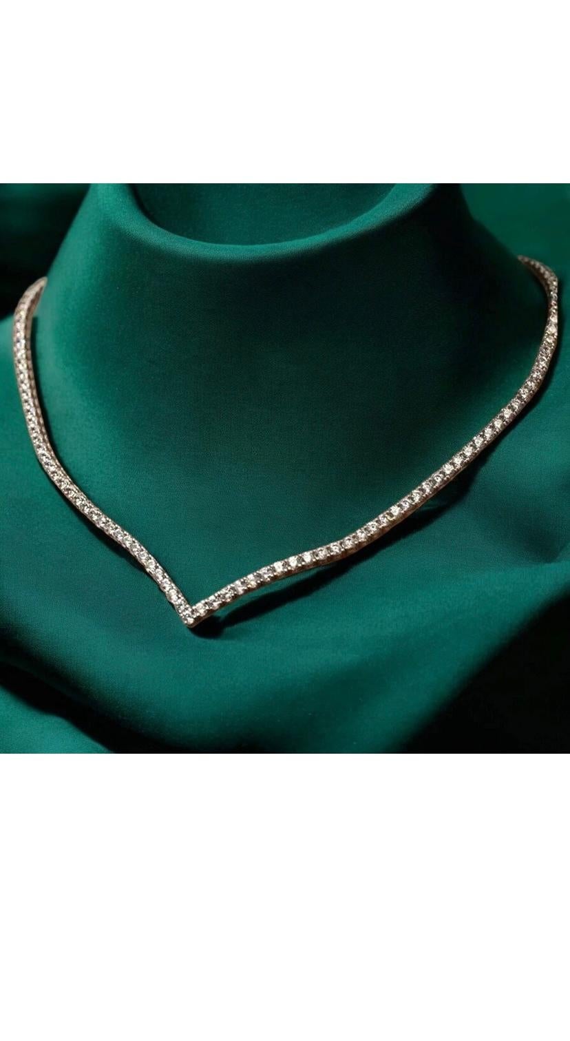 Taglio rotondo Collana Tennis in oro certificata con diamanti tondi brillanti da 5,10 carati F/VS1 in vendita