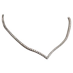 Collana Tennis in oro certificata con diamanti tondi brillanti da 5,10 carati F/VS1