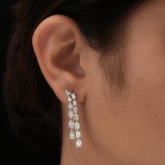 Certified 5.10Ct Natural Diamond Dangle Drop Earrings 14K White Gold Jewelry