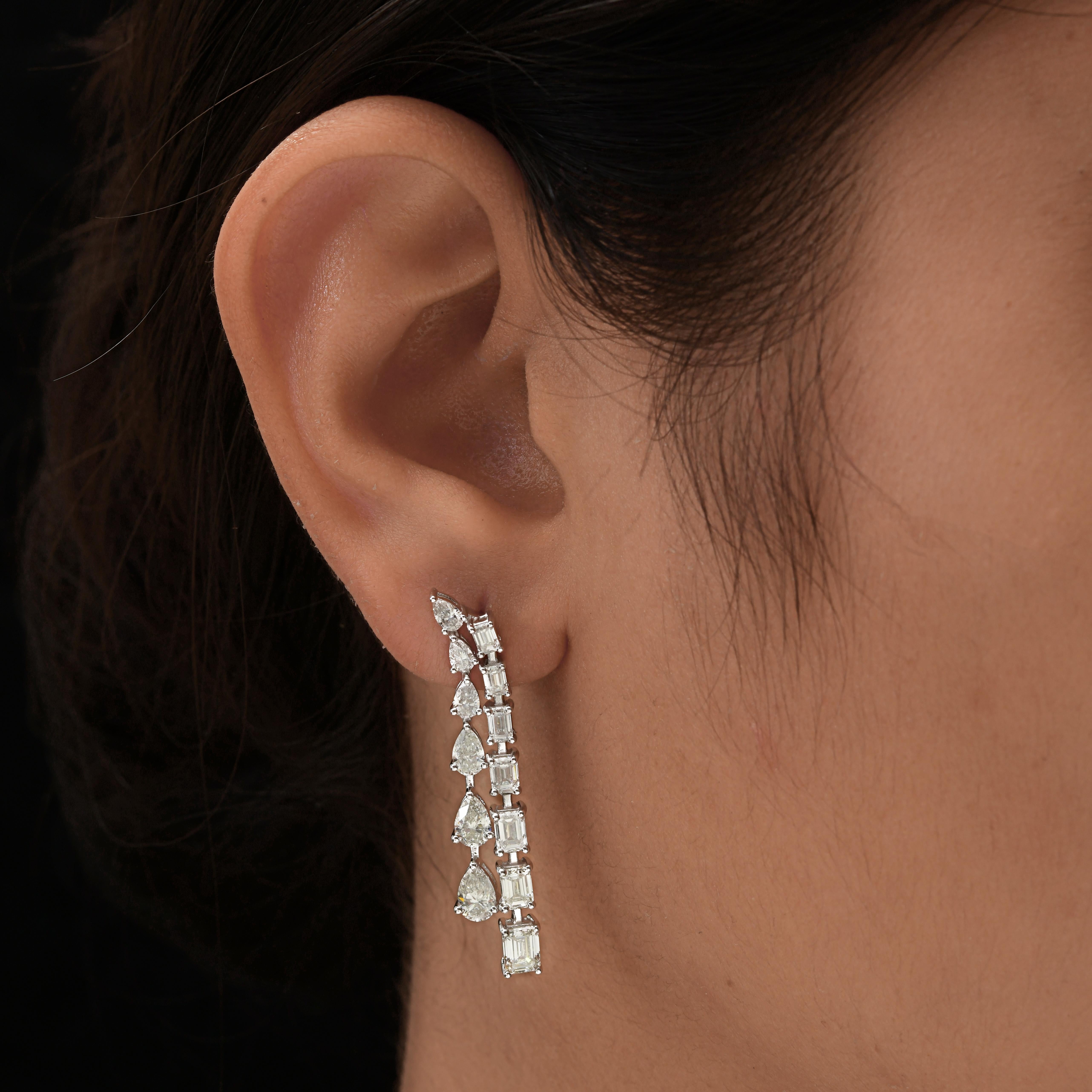 Orecchini a goccia con diamante naturale certificato da 5,10 carati in oro bianco 14 carati in vendita 1