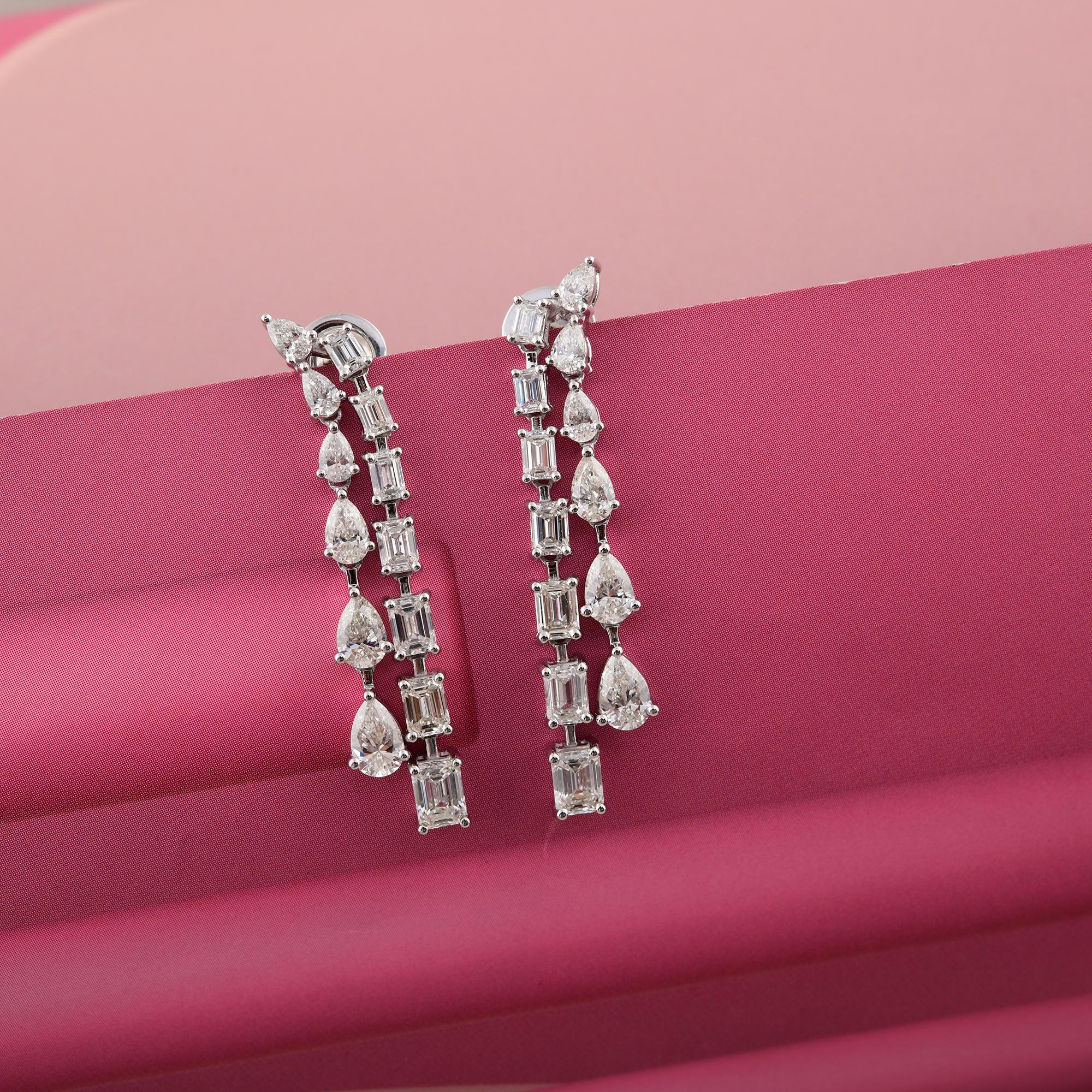 Pendientes colgantes de diamantes naturales certificados de 5,10 qt Joyas de oro blanco de 18 quilates Moderno en venta