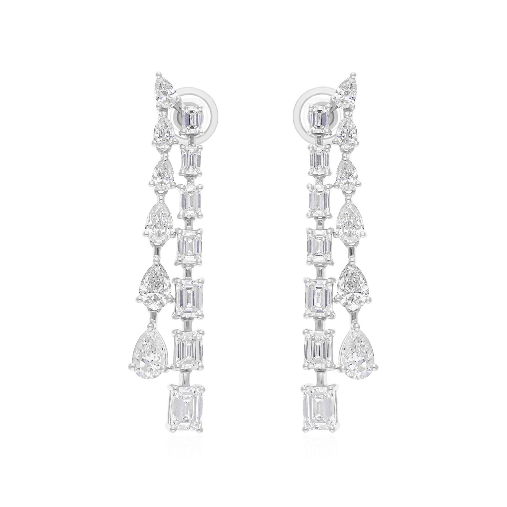 Pendientes colgantes de diamantes naturales certificados de 5,10 qt Joyas de oro blanco de 18 quilates en Nuevo estado para la venta en Diera, Dubai
