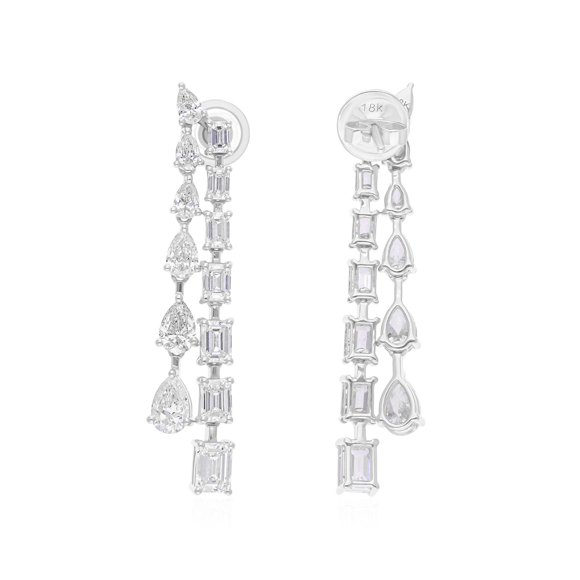 De las mujeres Pendientes colgantes de diamantes naturales certificados de 5,10 qt Joyas de oro blanco de 18 quilates en venta