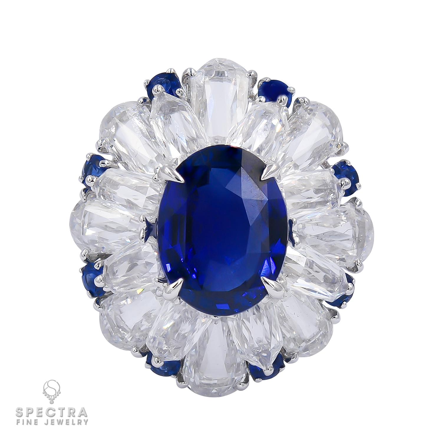 Certified 5.11 Carat Sapphire Diamond Cocktail Ring In New Condition In New York, NY