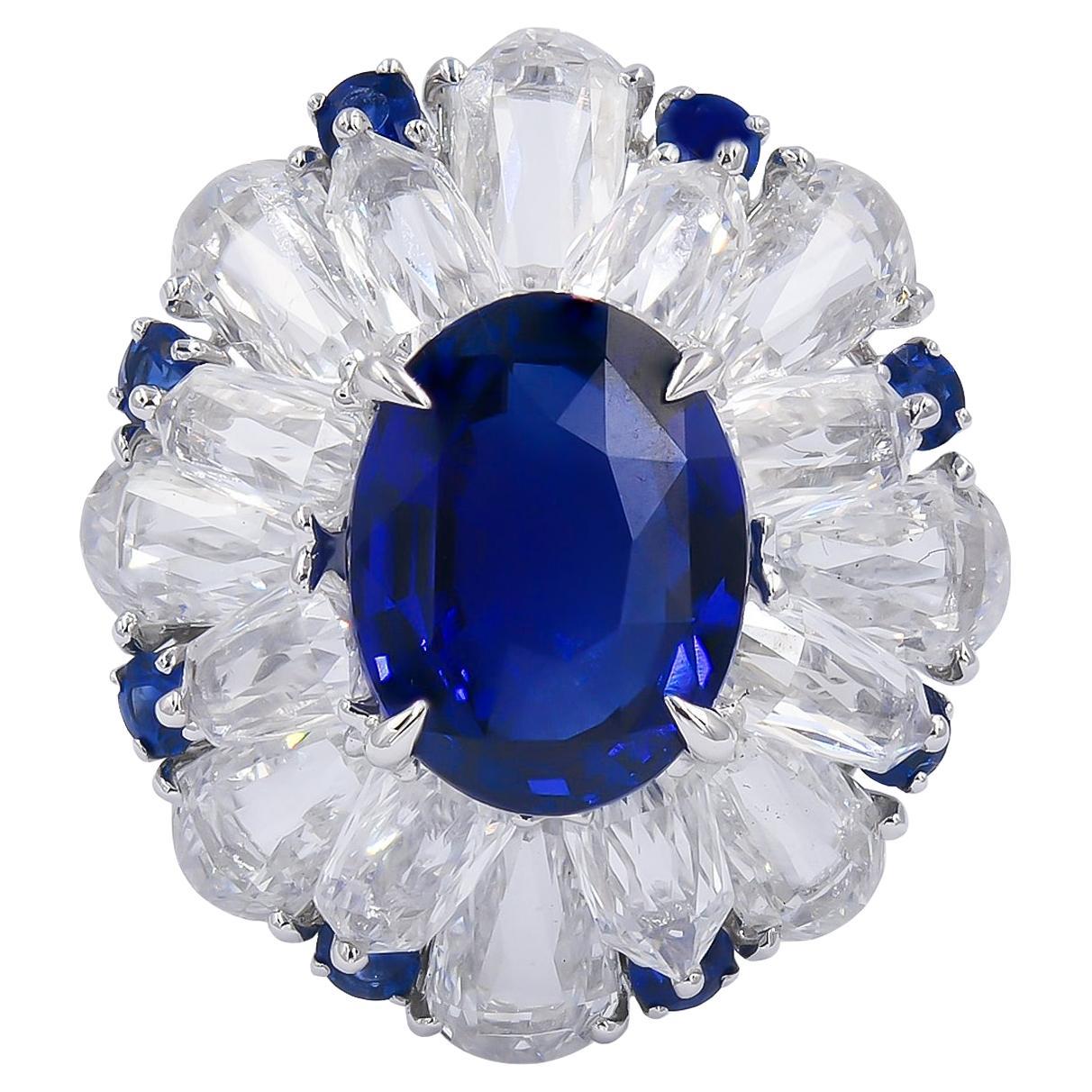 Certified 5.11 Carat Sapphire Diamond Cocktail Ring