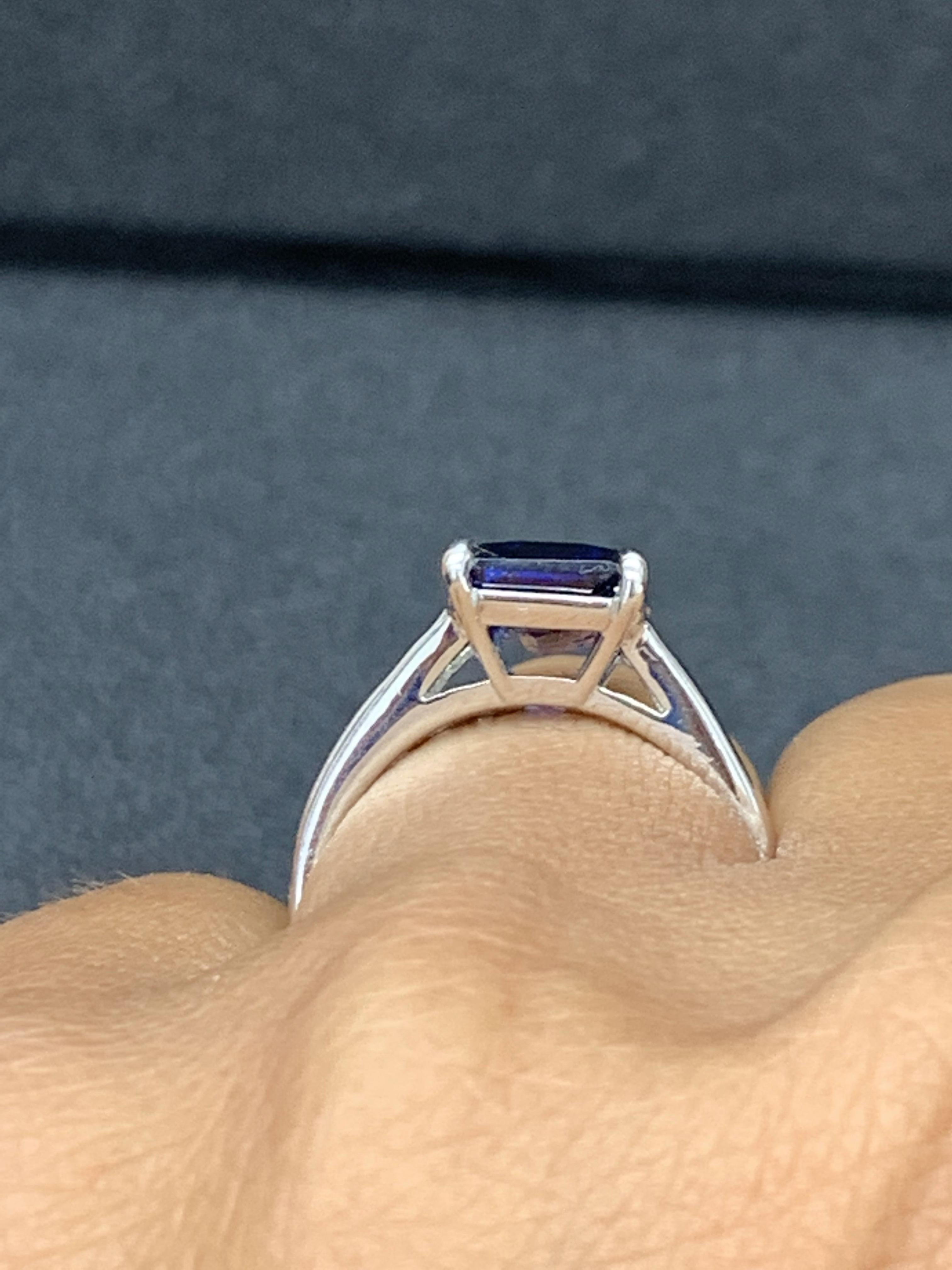 Women's Certified 5.13 Carat Emerald Cut Sapphire Diamond Engagement Ring in Platinum For Sale