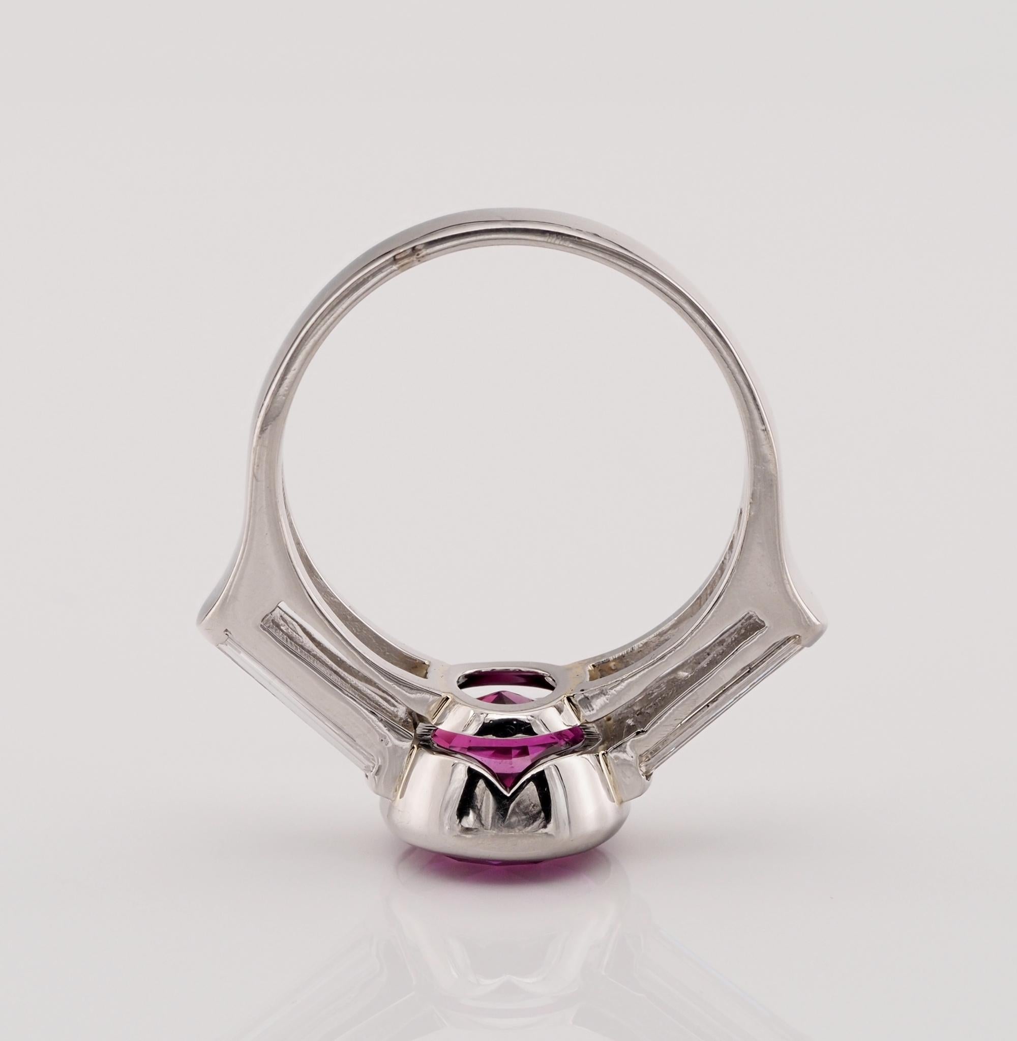 Certified 5.22 Ct Burma No heat Pink Sapphire Diamond Platinum Ring For Sale 1