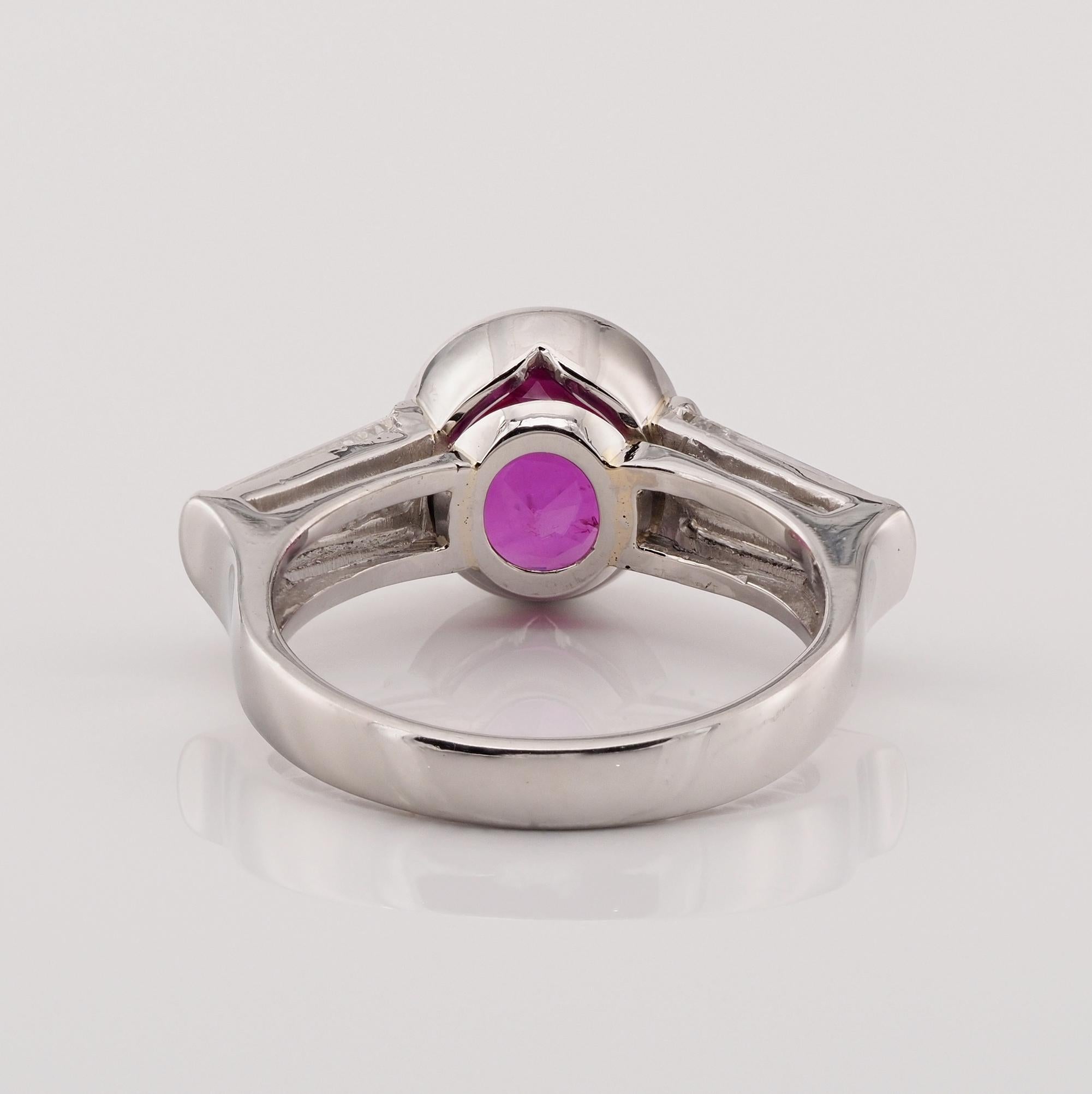 Certified 5.22 Ct Burma No heat Pink Sapphire Diamond Platinum Ring For Sale 2