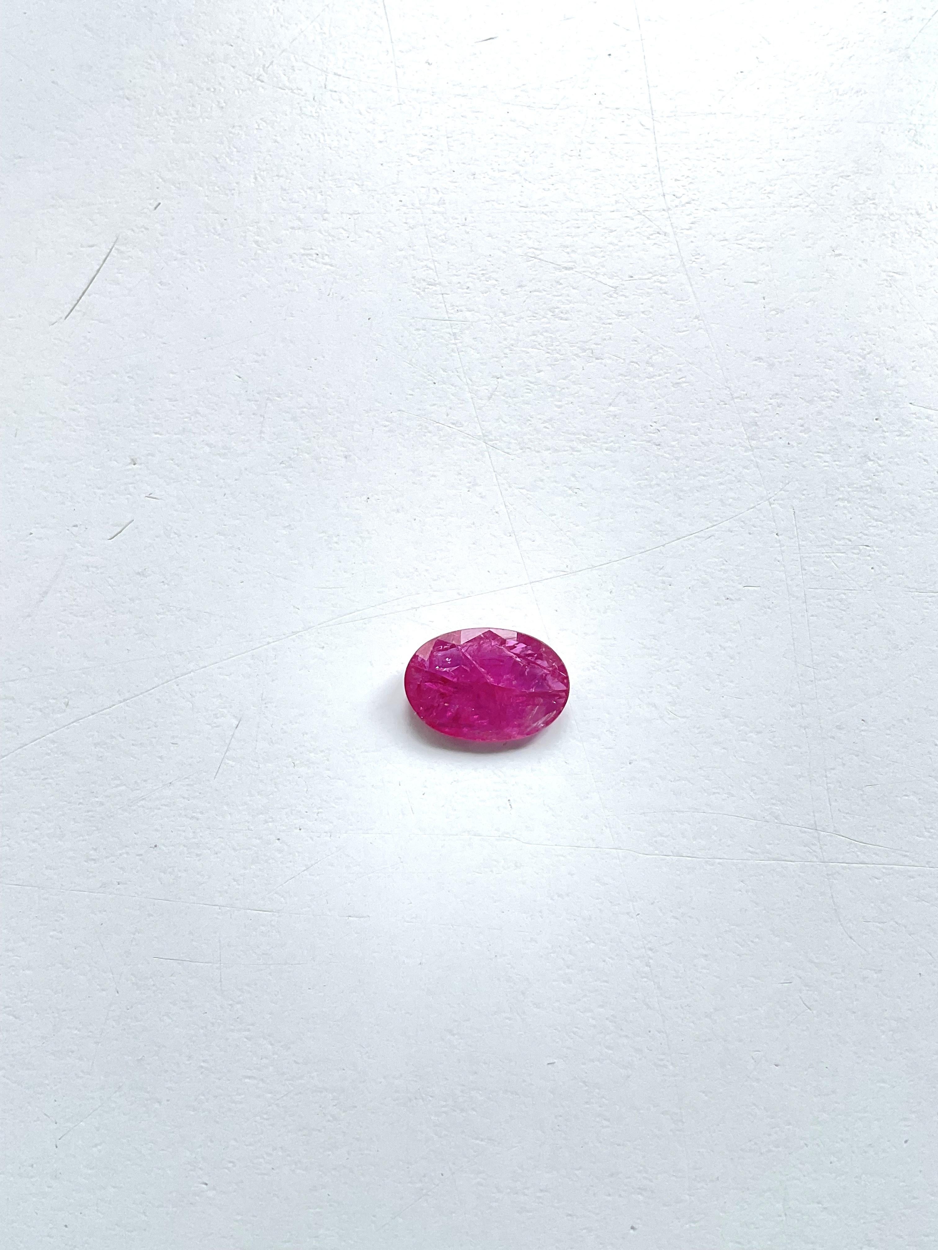 Certified 5.27 Carats Mozambique Ruby Oval Faceted Cutstone No Heat Natural Gem For Sale 1