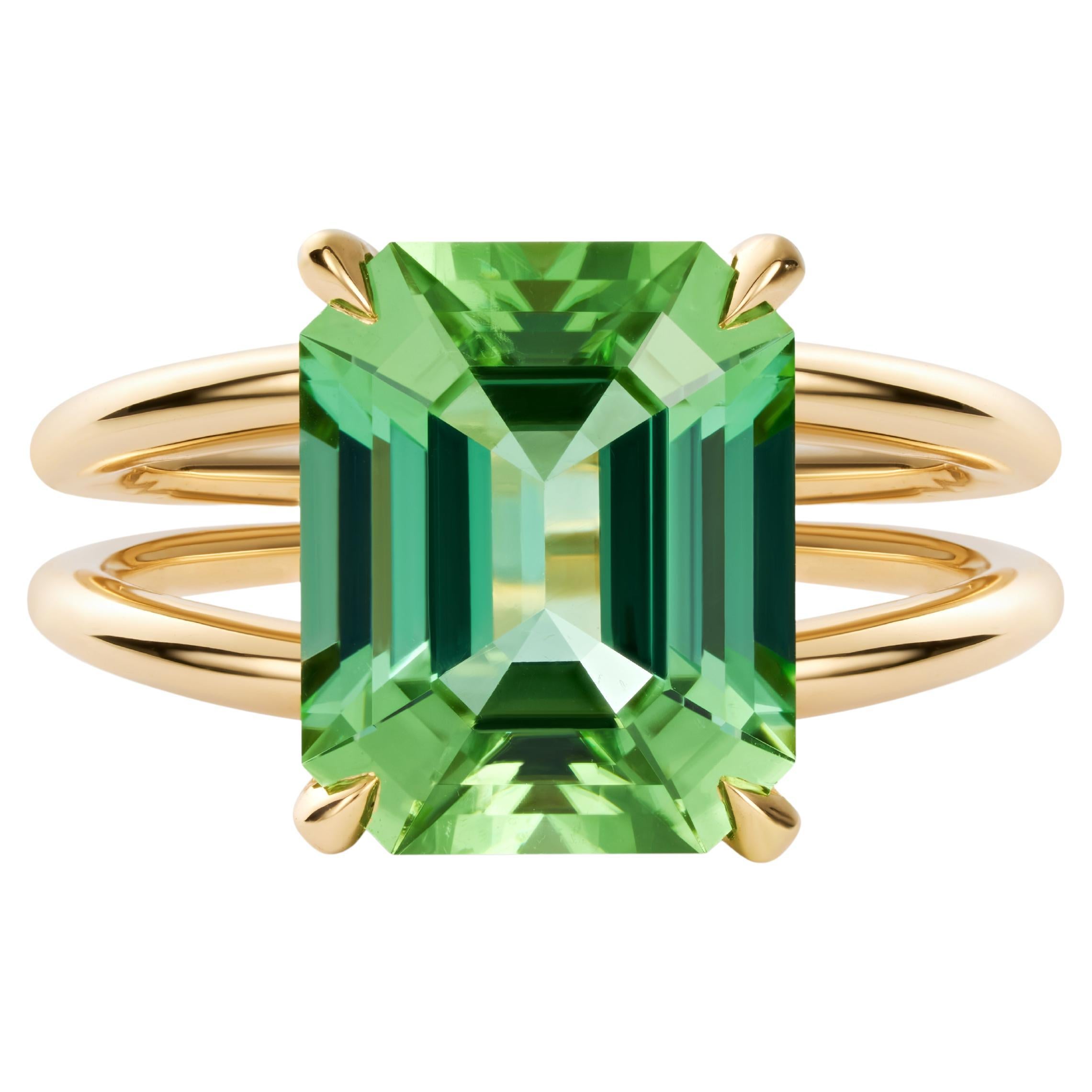 Certified 5.30 Carat Neon Green Lagoon Tourmaline Cocktail Ring For Sale