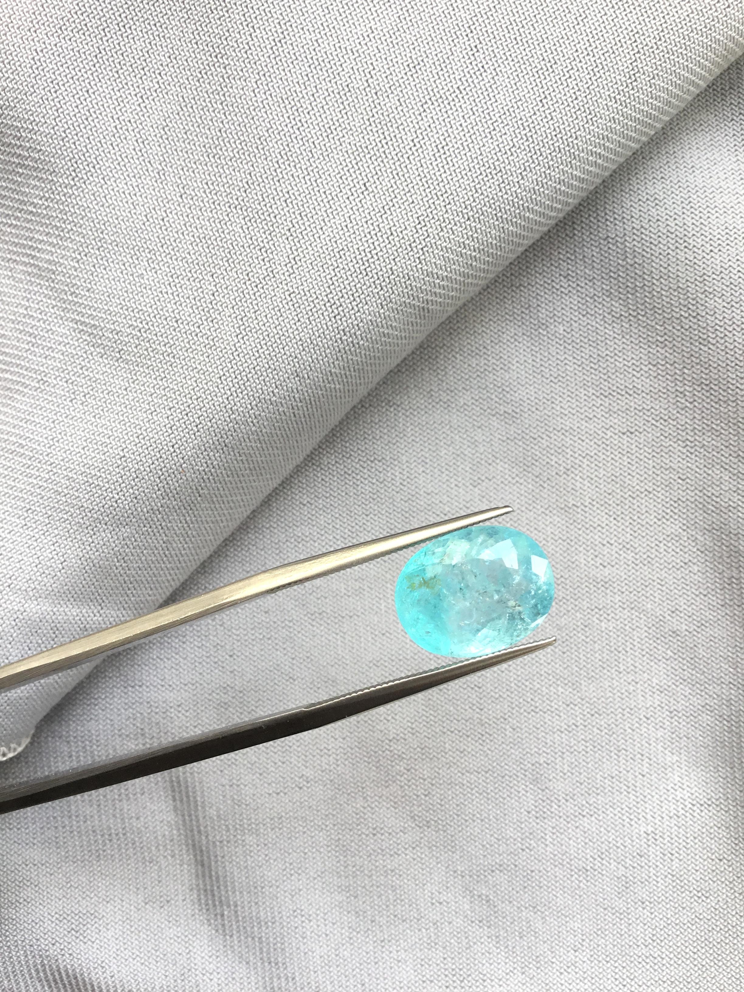 Exceptional 5.30 Carats Paraiba Tourmaline Oval Cut Stone for Fine Jewelry