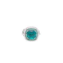 Certified 5.37 Carat Colombian Natural Emerald Diamonds Ring