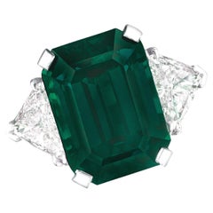 Esmeralda verde natural certificada de 5,39 quilates Anillo de oro blanco y amarillo de 18 quilates