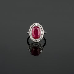 Certified 5.40 Carat Burma Ruby and Diamond Cocktail Ring