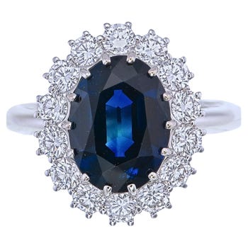 5.40-Carat Sapphire & Diamond Halo Ring 