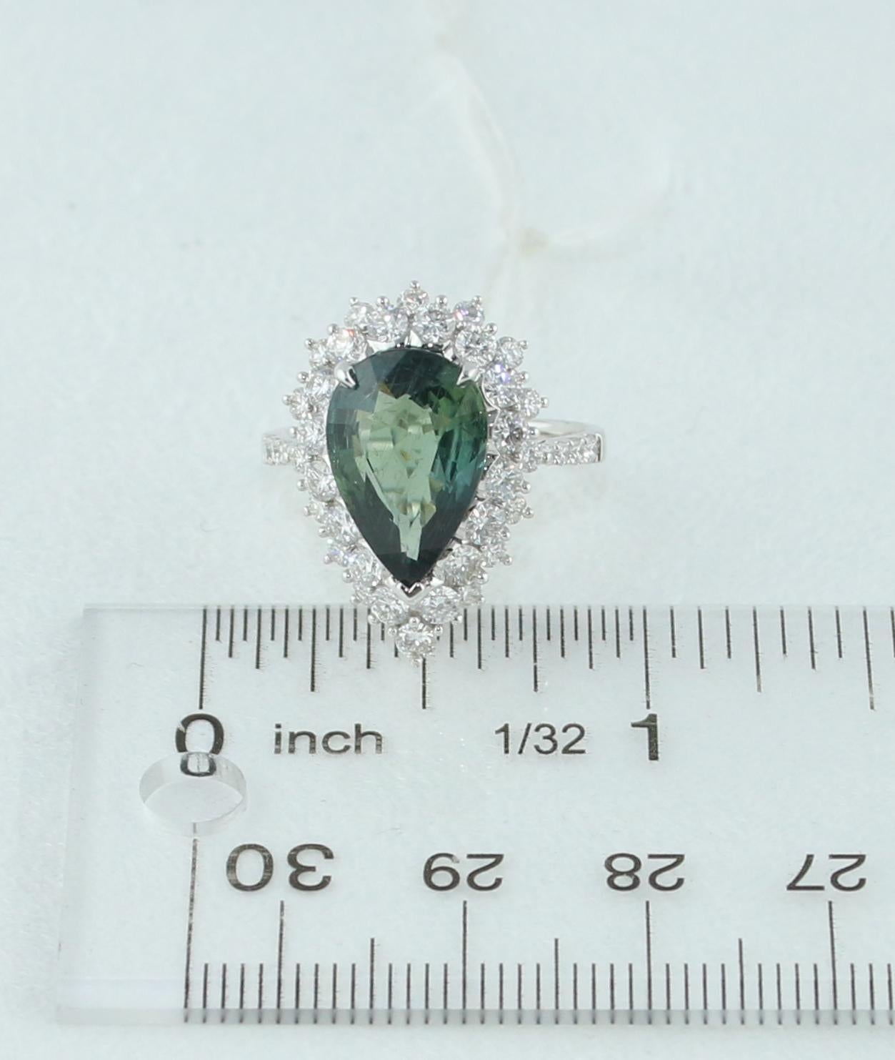 Certified 5.40 Carat No Heat Greenish Blue Sapphire Diamond Gold Ring For Sale 5