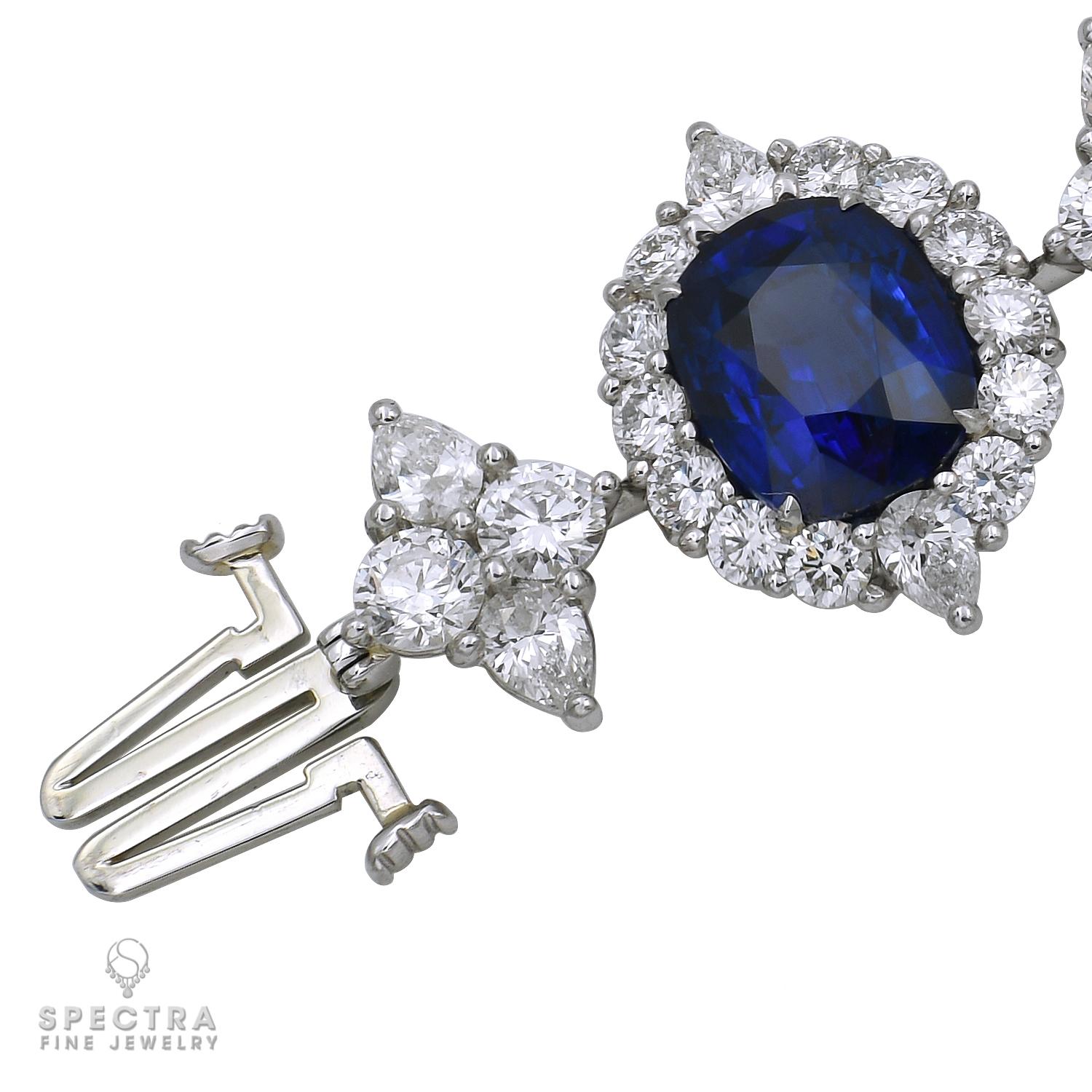 Spectra Fine Jewelry C.Dunaigre zertifiziertes Ceylon-Saphir-Diamant-Armband (Kissenschliff) im Angebot