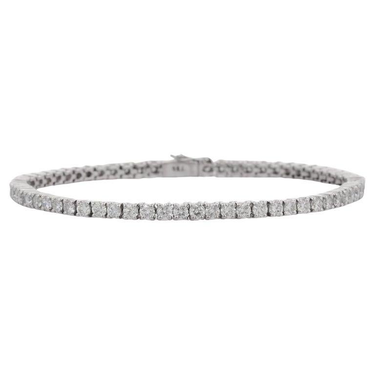 Bracciale tennis con diamanti rotondi certificati da 5,5 CTW in oro bianco 18k Regalo di nozze in vendita 2