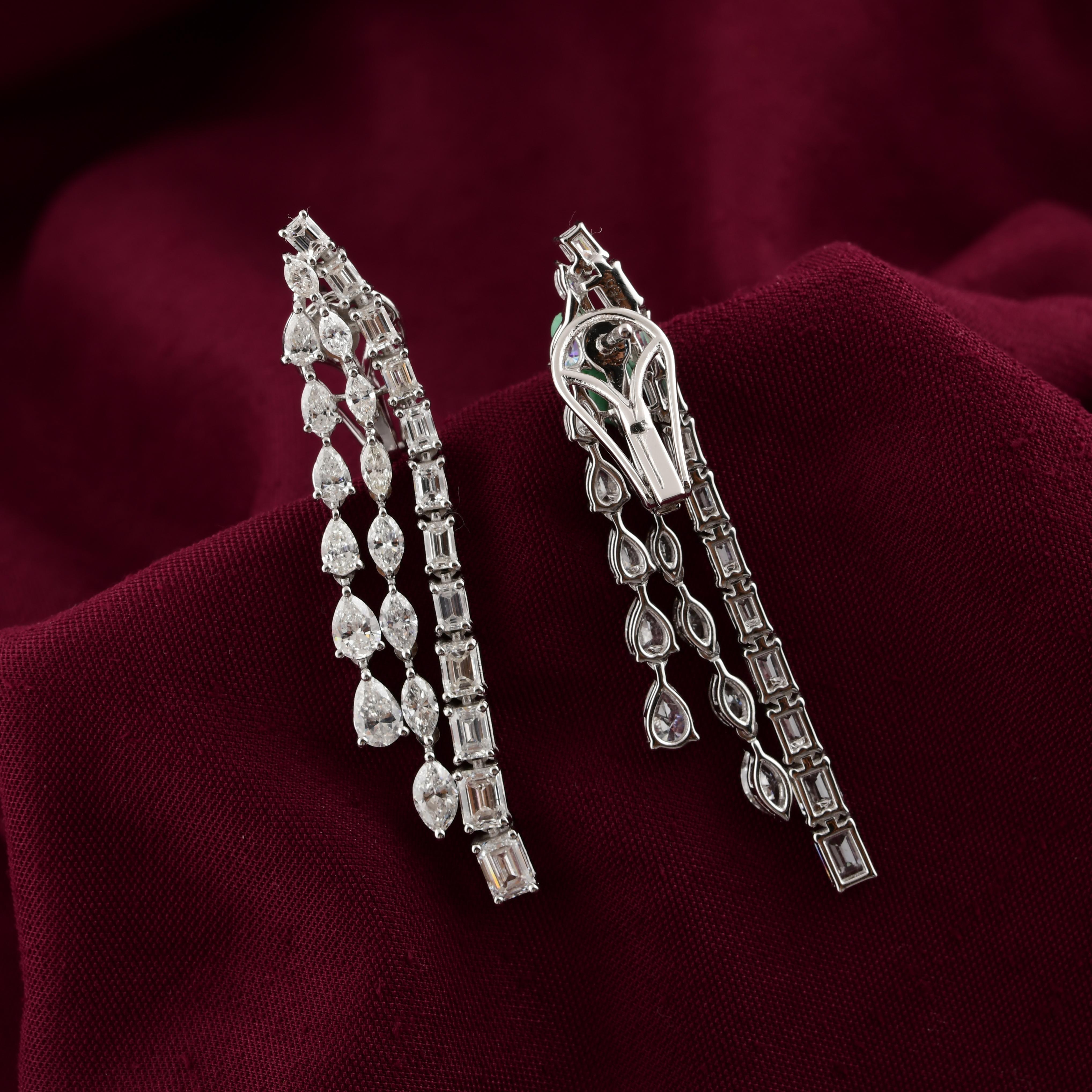 Cast from 18-karat gold, these exquisite earrings are handset with 5.53 carats of sparkling diamonds. Diamond is a April birthstone and is believed to boost confidence and enhance creativity. A wonderful gift for Mom, Grandma, your wife, or