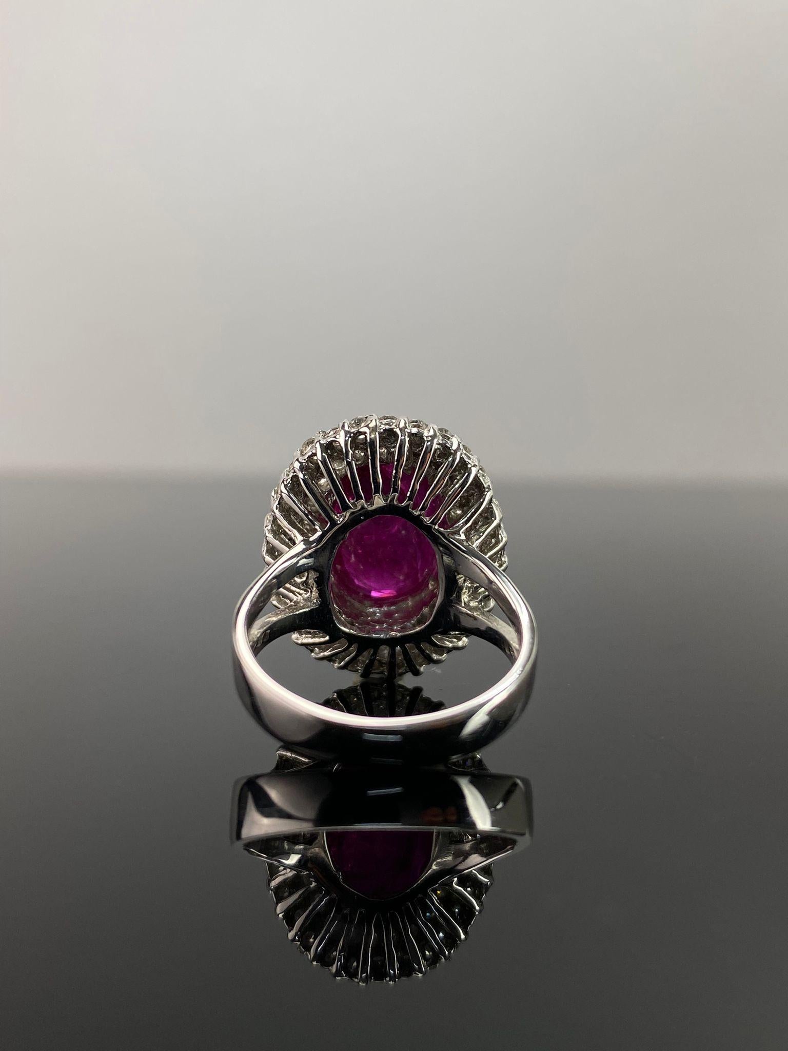 Oval Cut Certified 5.59 Carat Ruby and Diamond Cocktail Engagement Ring