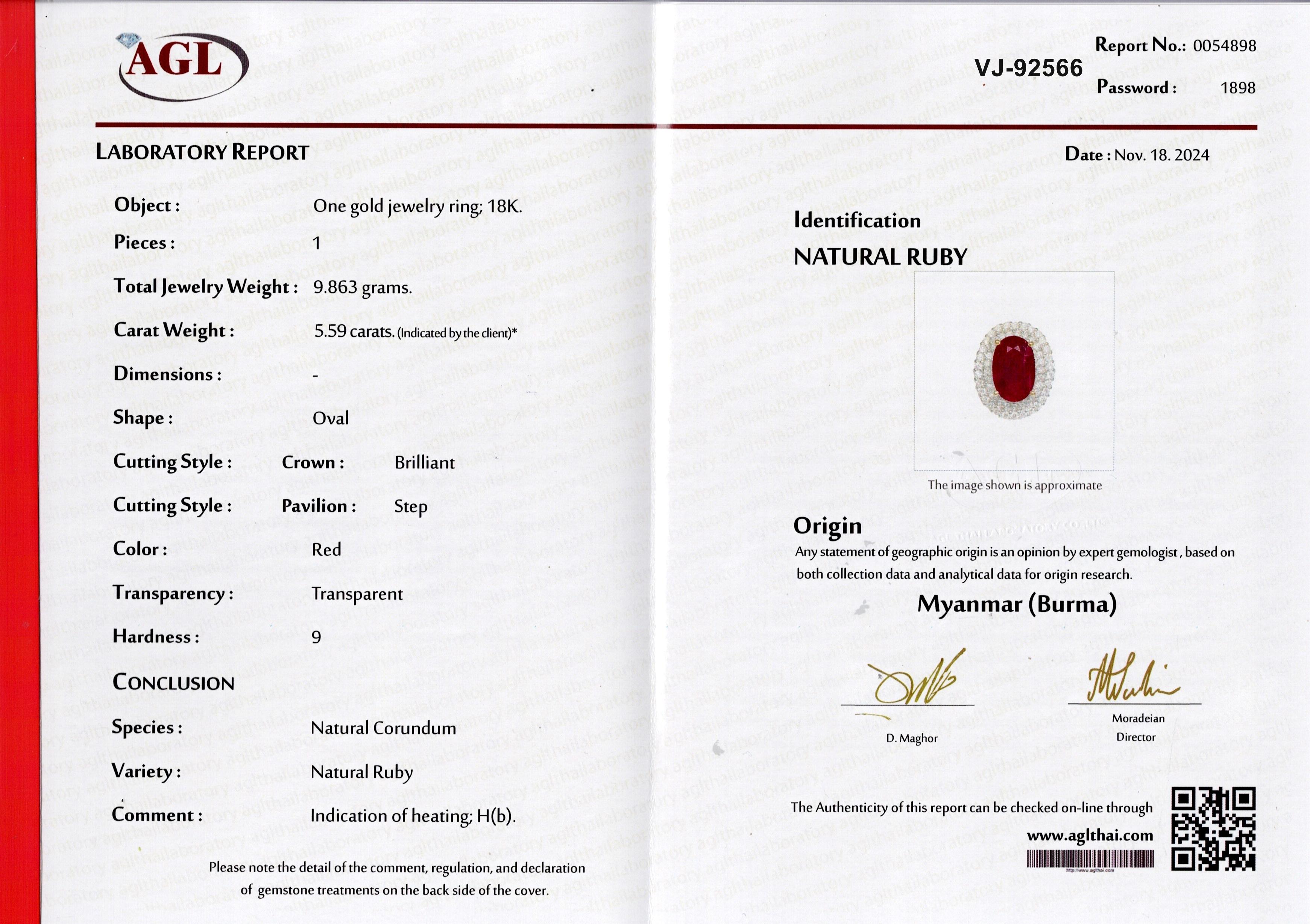 Certified 5.59 Carat Ruby and Diamond Cocktail Engagement Ring 3