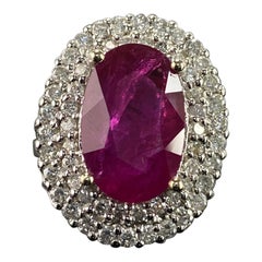 Certified 5.59 Carat Ruby and Diamond Cocktail Engagement Ring