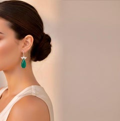 Certified 56.27 Carat Colombian Emerald and Diamond Earrings 18K