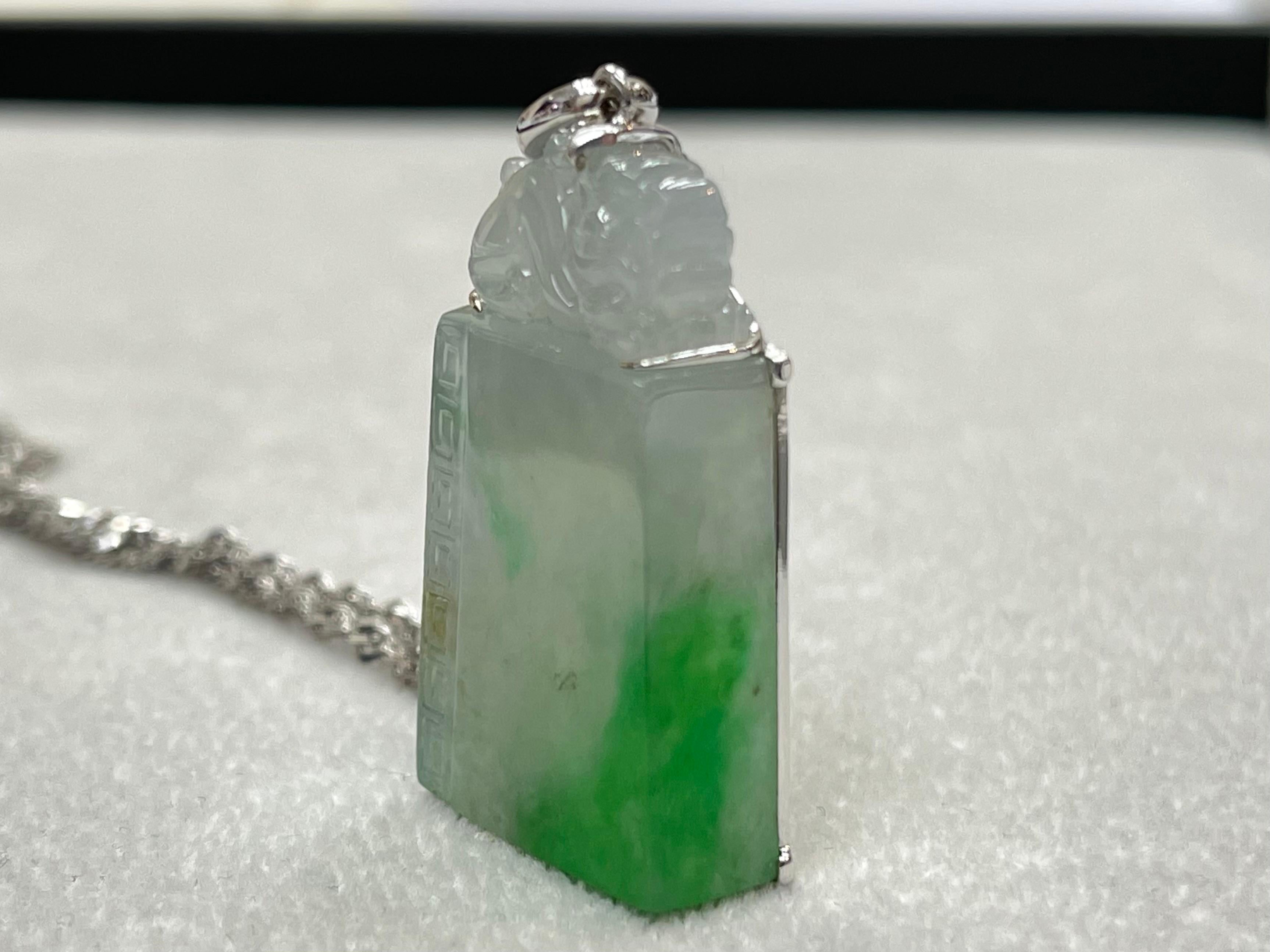 Certified 56.96cts Jadeite Pendant, Patches of Imperial Green, Brings Good Luck 5