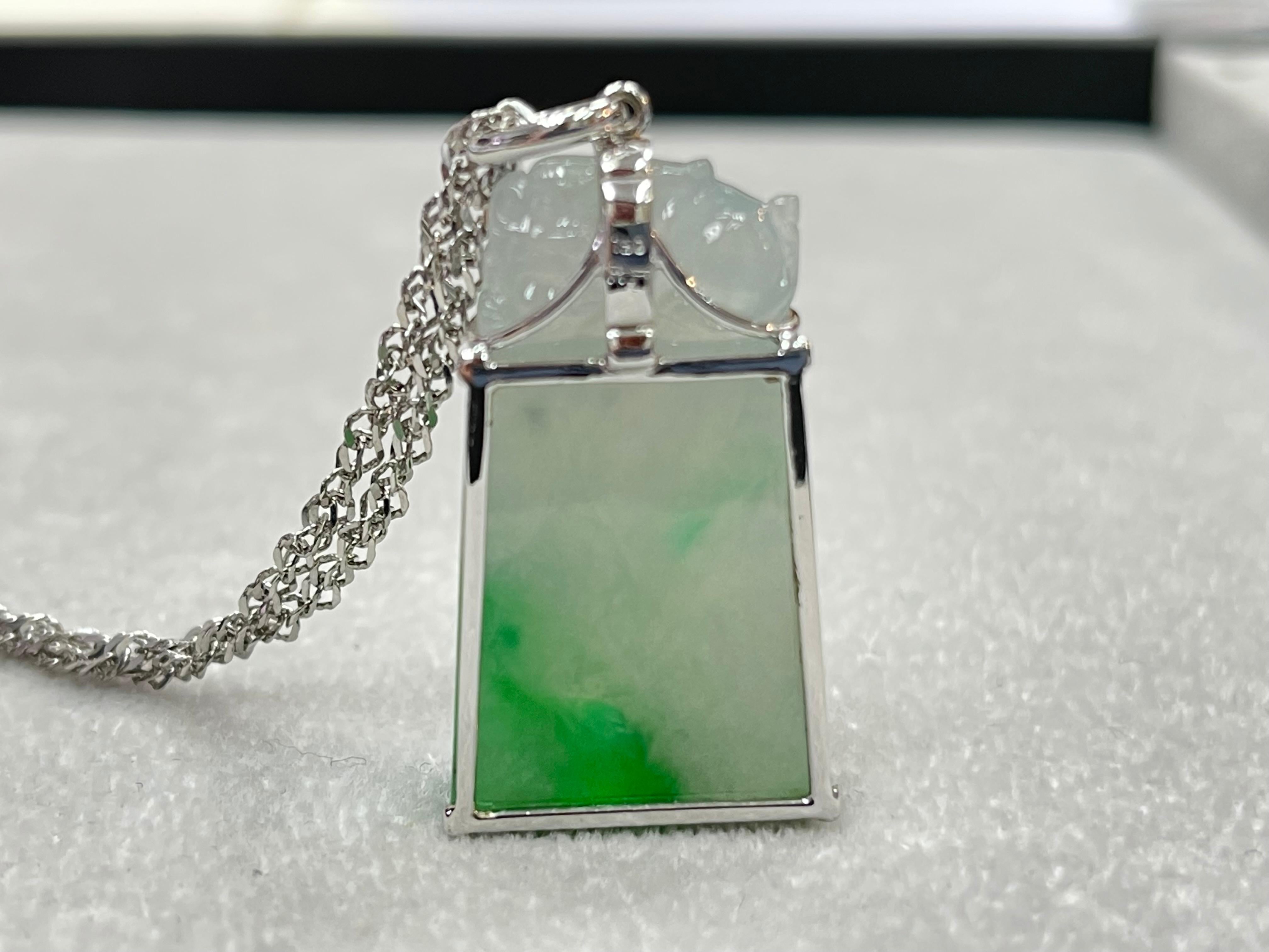 Certified 56.96cts Jadeite Pendant, Patches of Imperial Green, Brings Good Luck 10