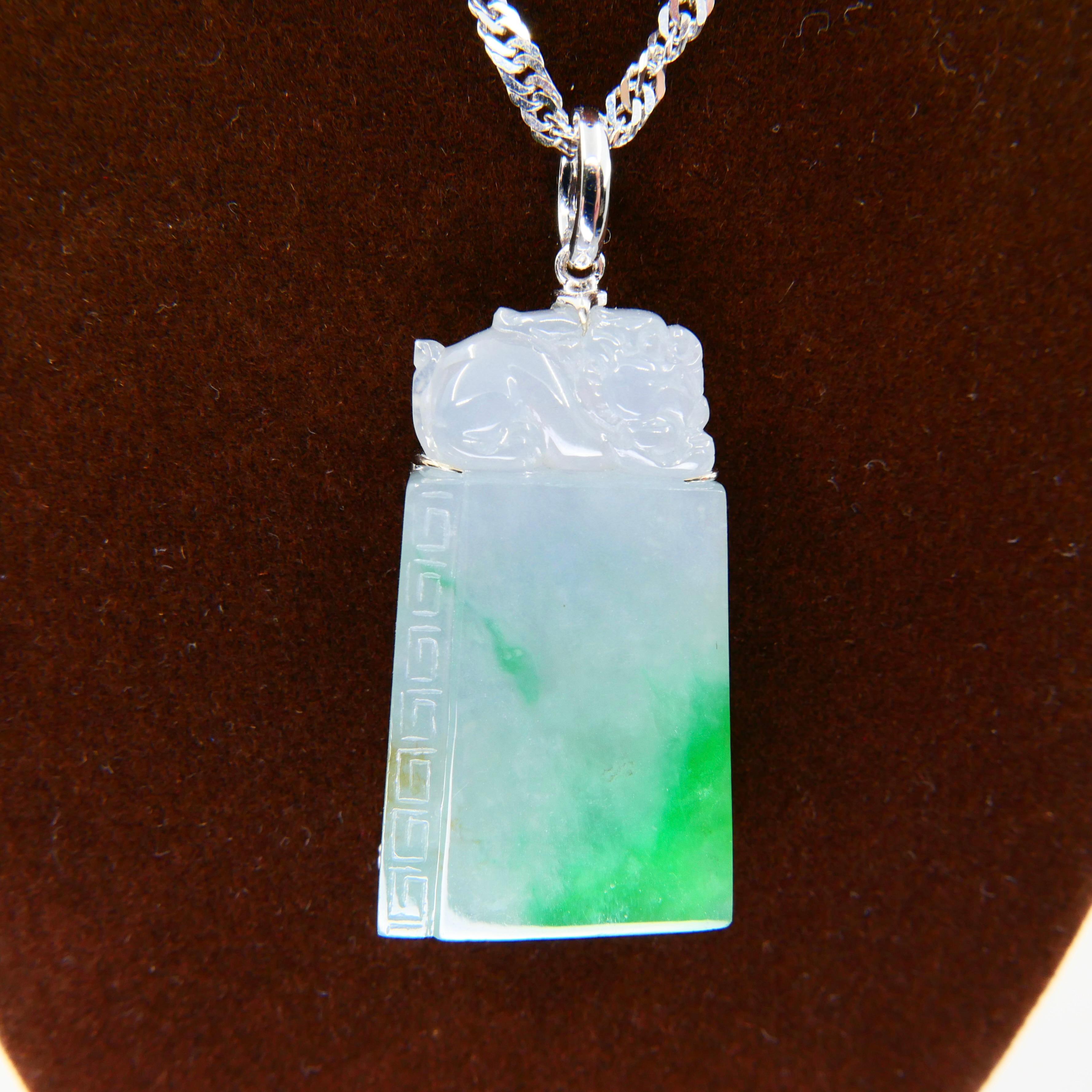 Certified 56.96cts Jadeite Pendant, Patches of Imperial Green, Brings Good Luck 1