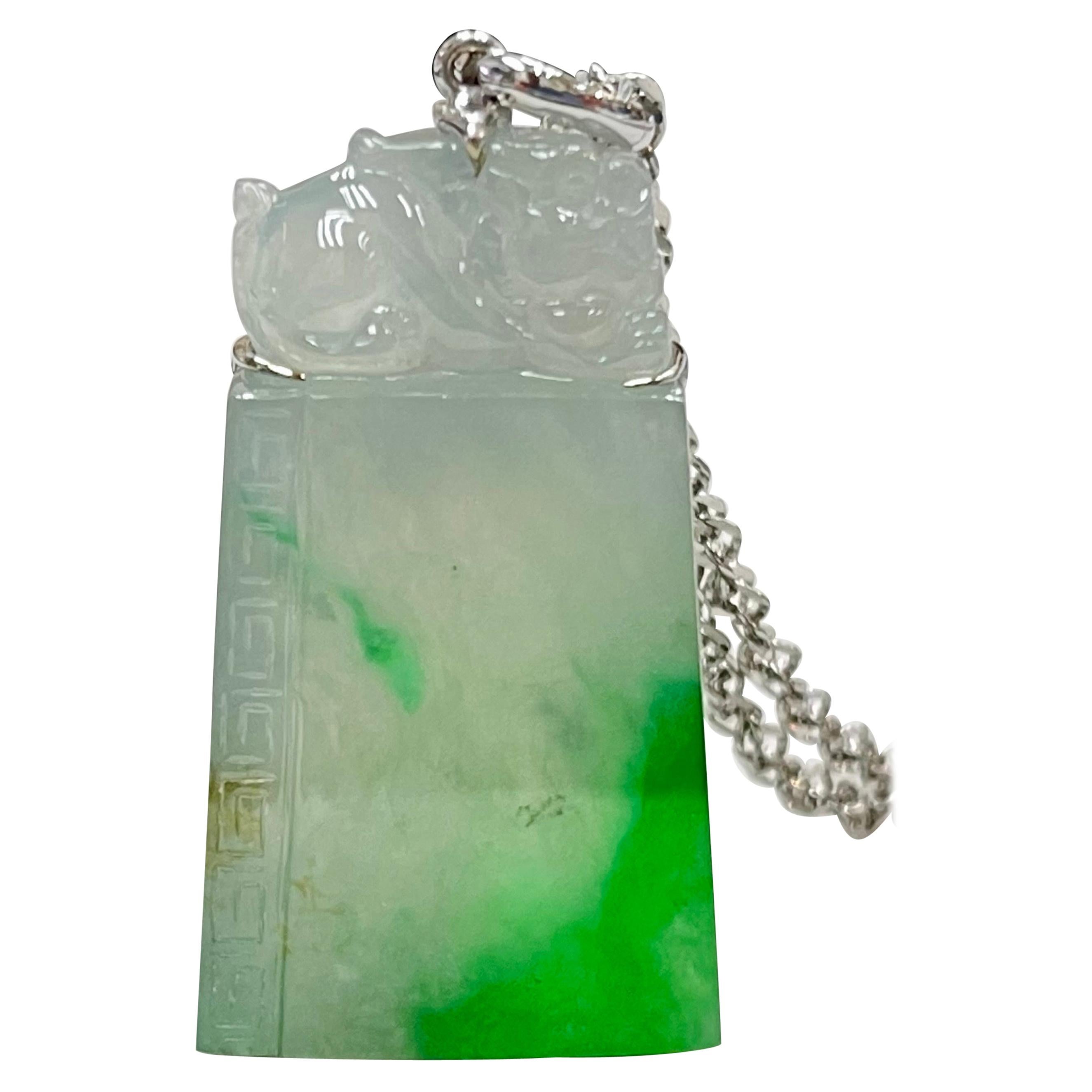 Certified 56.96cts Jadeite Pendant, Patches of Imperial Green, Brings Good Luck