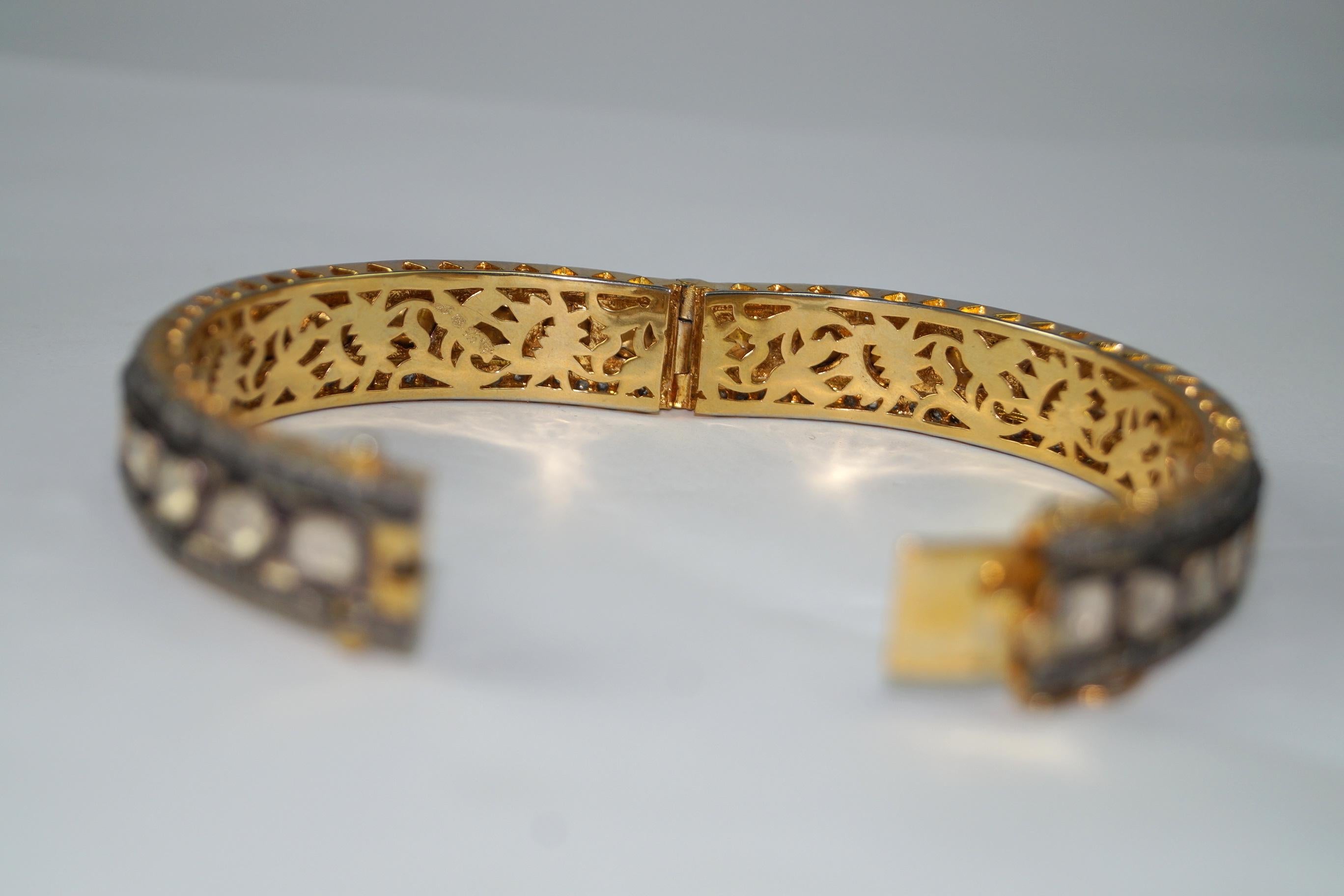 Non taillé Bracelet plaqué or et argent sterling avec diamants naturels non taillés certifiés 5.70 carats en vente
