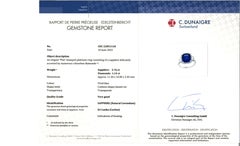 Certified 5.76 Carat Cushion Cut Sapphire Diamond 3 Stone Ring in Platinum