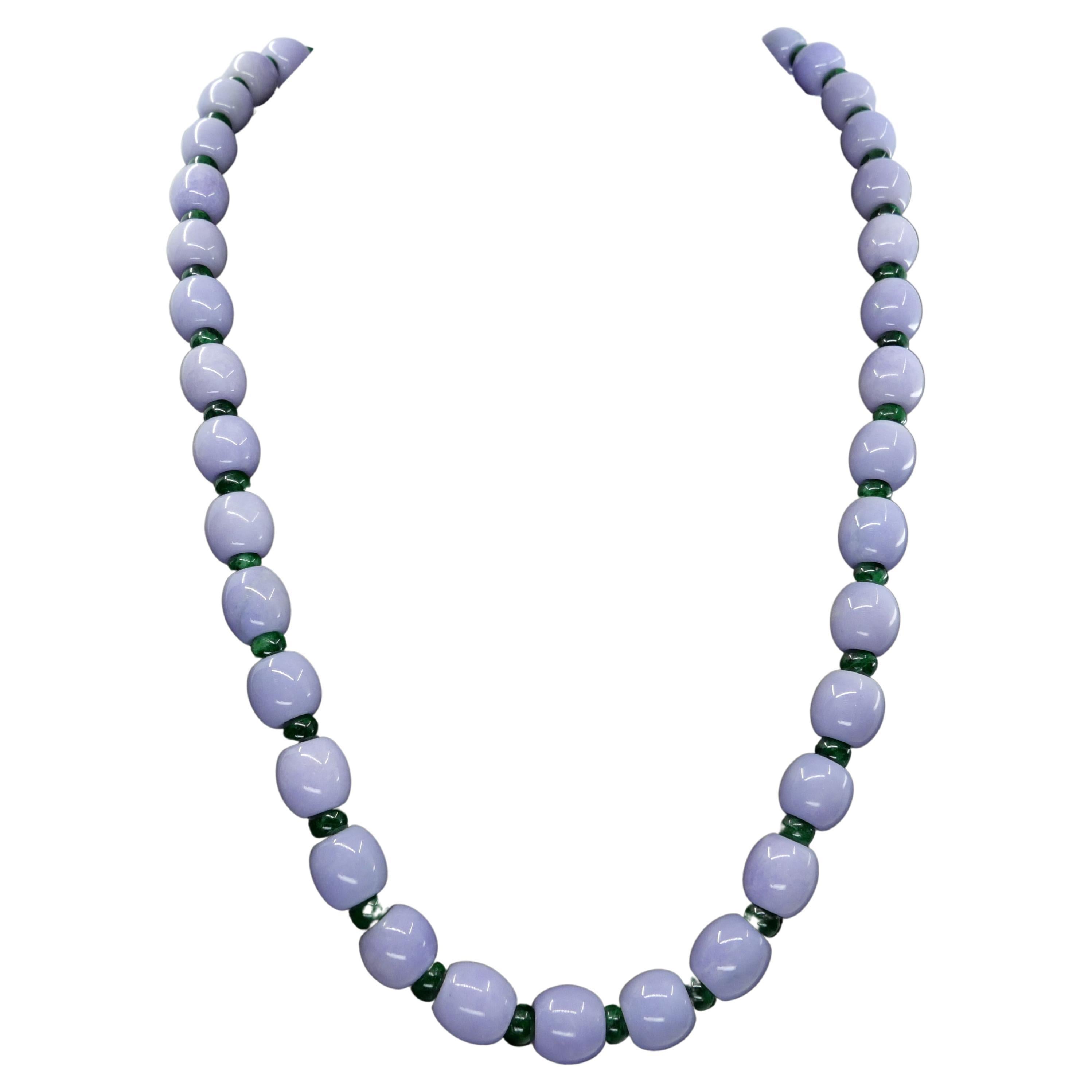Fashion charm Icy Lavender JADE 10 mm Bead Beads Necklace 18" 