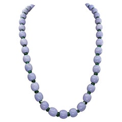 Certified 577 CTW Lavender Intense Green Jade Lotus Seed Necklace, Substantial