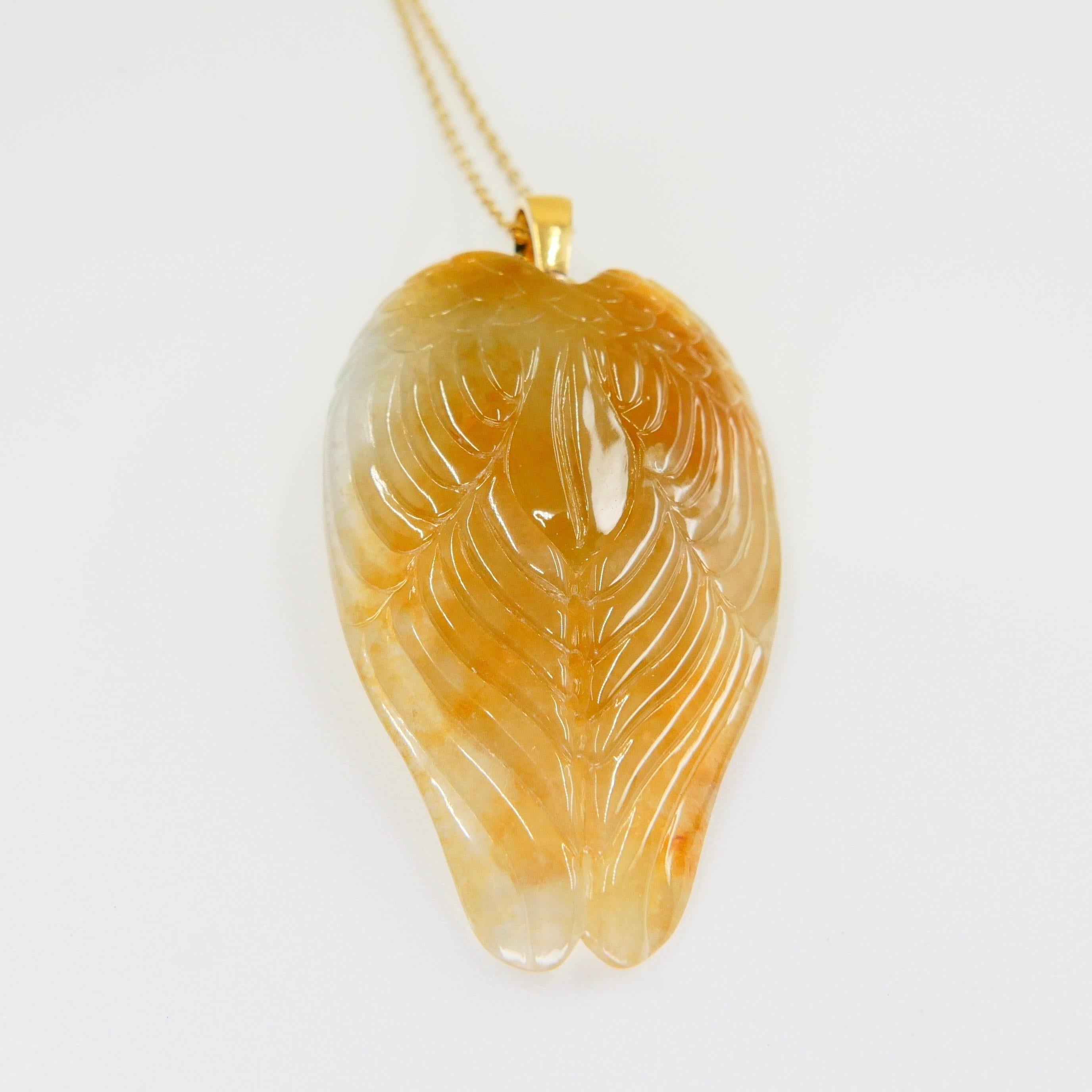 Collier pendentif en forme de goutte Cupidon/ange en jade jadéite glacée certifiée 59,5 carats de type A en vente 7