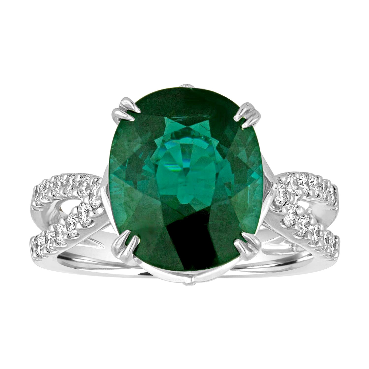 Bague en or certifiée avec tourmaline naturelle ovale de 5,97 carats et diamants
